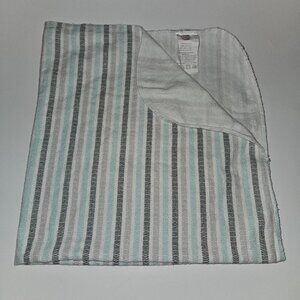 Parent's Choice White Gray Blue Stripes Receiving Blanket 30x30 Cotton (fading)